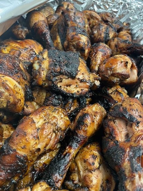 Seared and charred Carrebian chicken